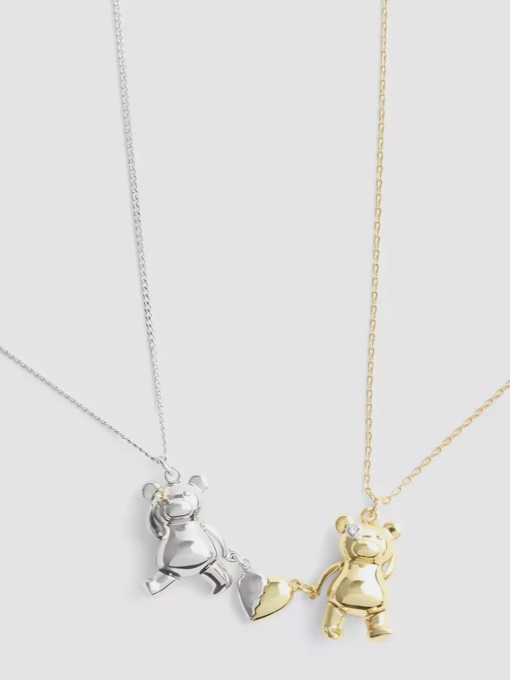 NWT COACH Teddy Bear Heart Friendship Necklace Set